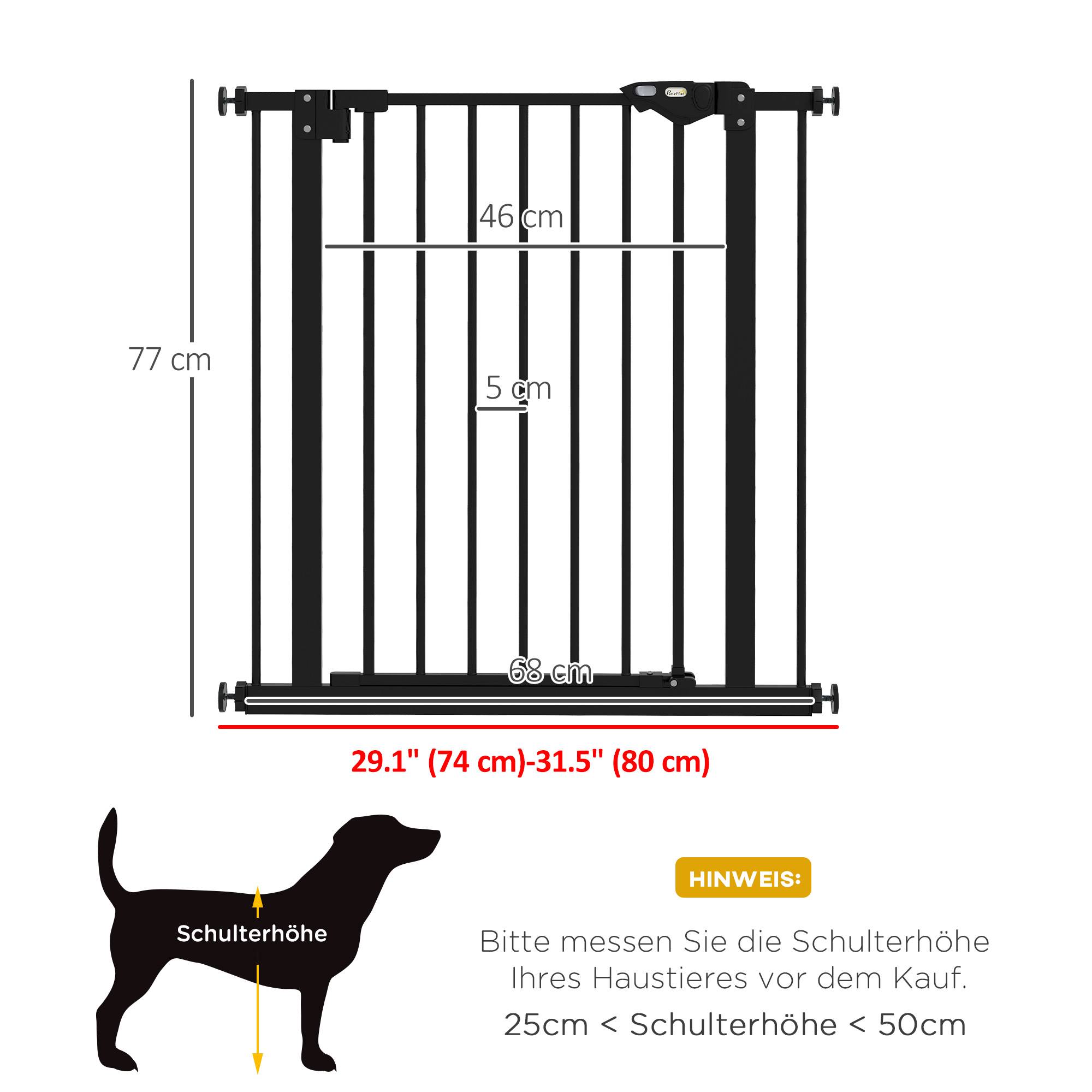 Barrière de porte pour chien, protection animal, métal, plastique, 74-80 cm, noir - Image 5