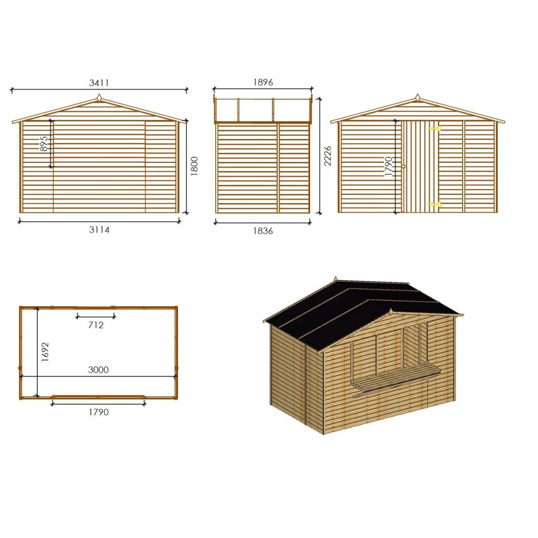 Altanka - Kiosque/ stand de marché/ de vente 5.72 m2 - 3.11x1.84 m - 19 mm - DOM606 - ALTANKA - Image 4