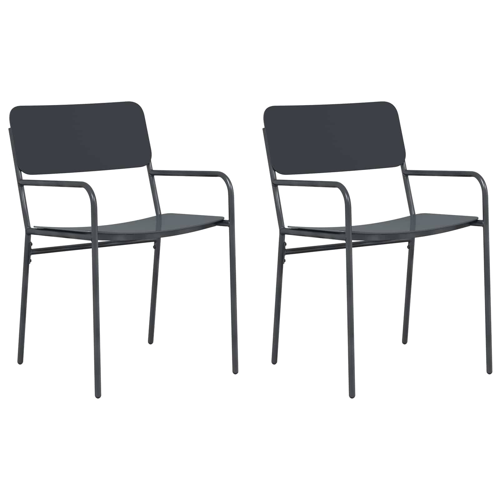 Chaises de jardin acier anthracite 51 x 55 x 81 cm - PANGIVO - Image 2