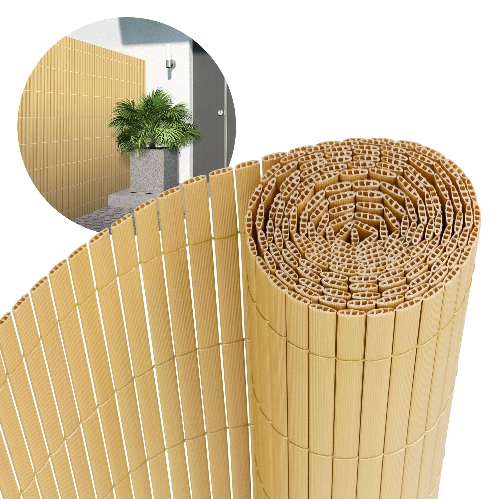 Canisse en PVC, 160x700cm (1x3m + 1x4m), Bambous, Brise Vue Natte pour Jardin Balcon, Clôture de Protection Visuelle, Résistant aux UV - Image 2