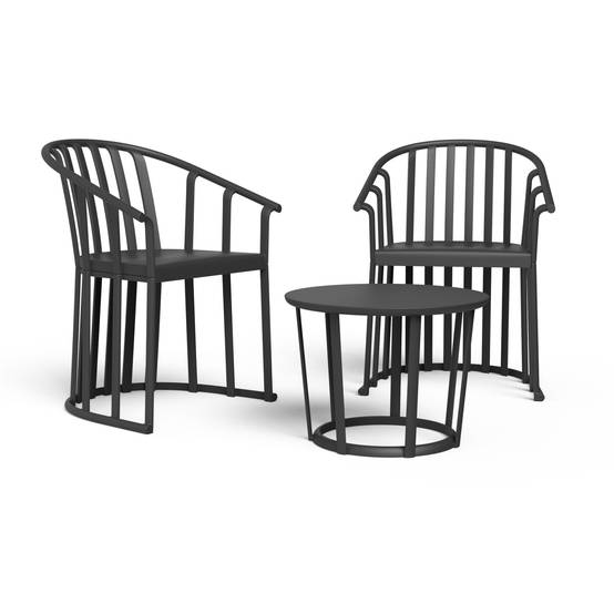Set 2+1 fauteuils-table intérieur, extérieur noir RAFF Resol - Image 1