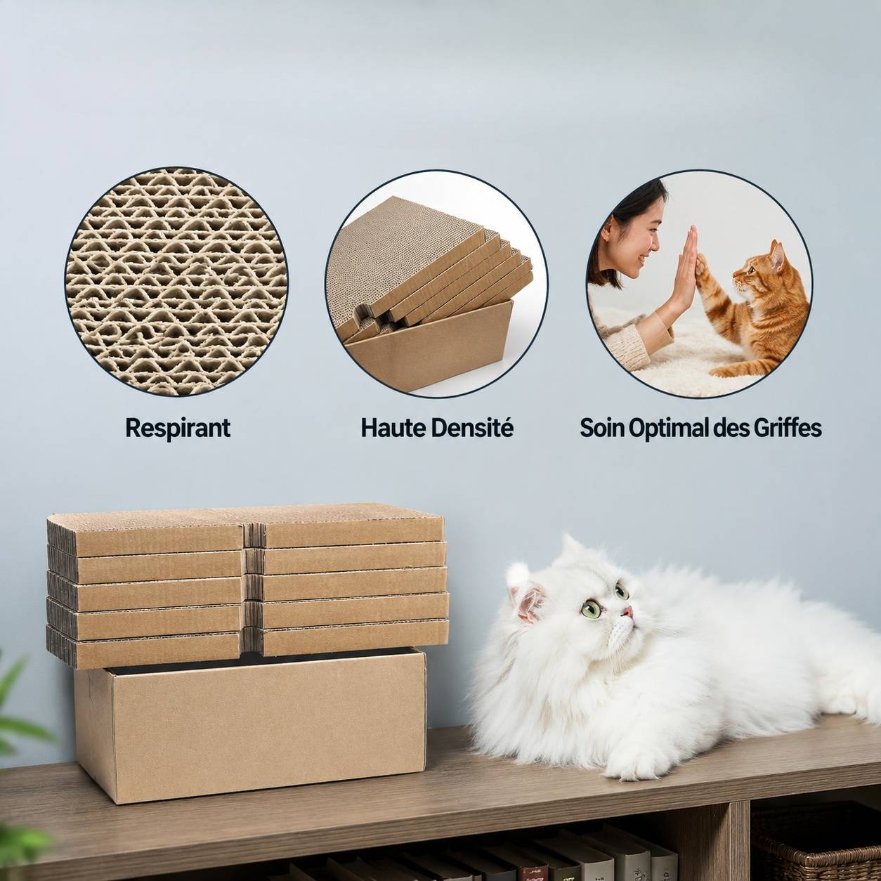 Lot de 5 Grattoirs pour Chats en Papier Ondulé Réversible Anti Dérapant - Image 6