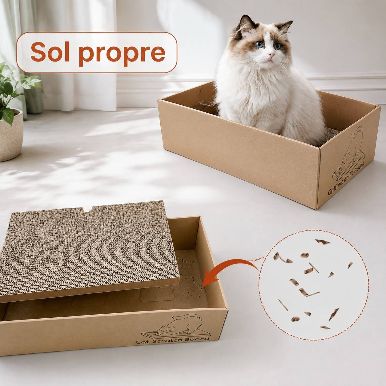 Lot de 5 Grattoirs pour Chats en Papier Ondulé Réversible Anti Dérapant - Image 4