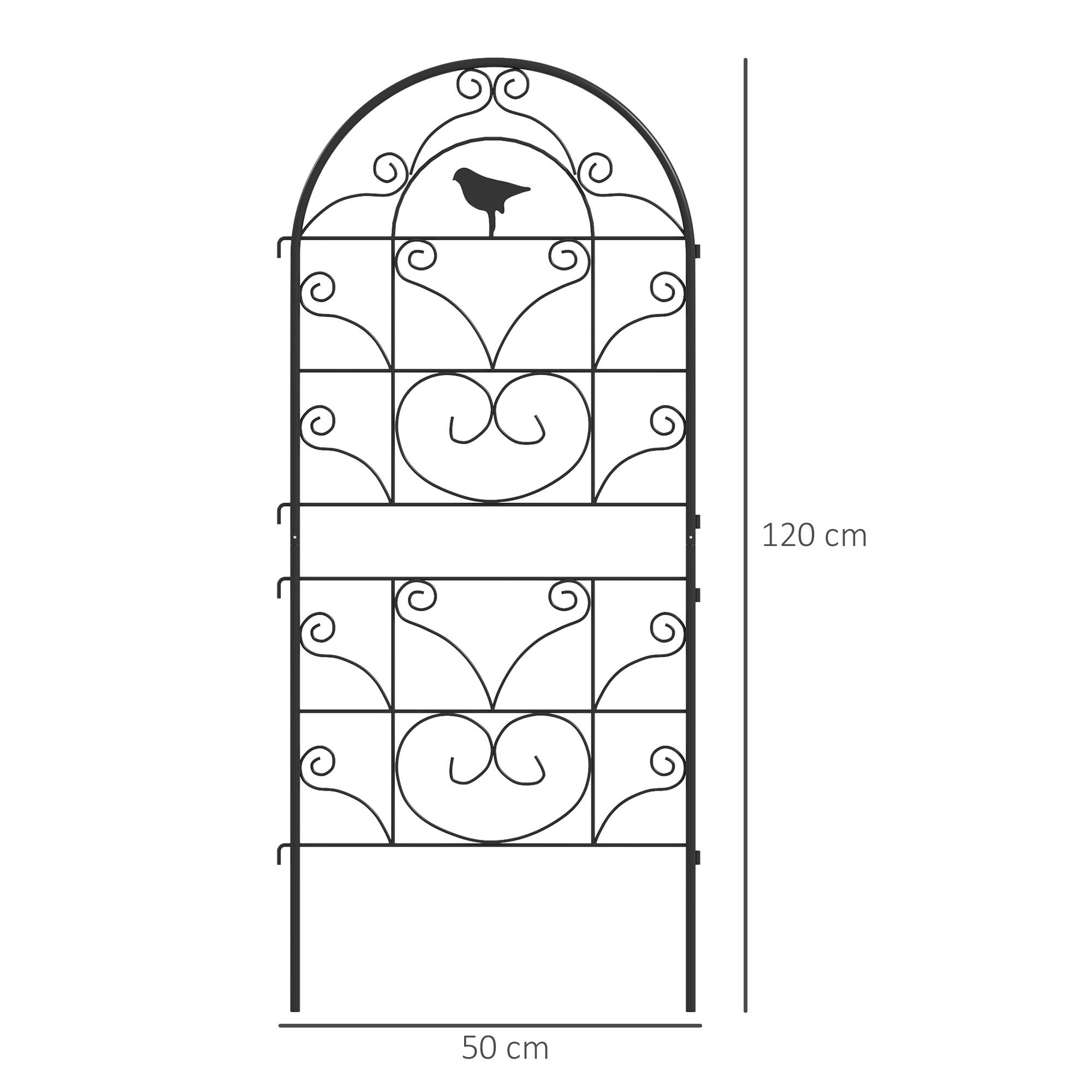 Treillage métallique pour plantes grimpantes avec design oiseau, noir, 50 x 120 cm (lot de 2) - PANGIVO - Image 3