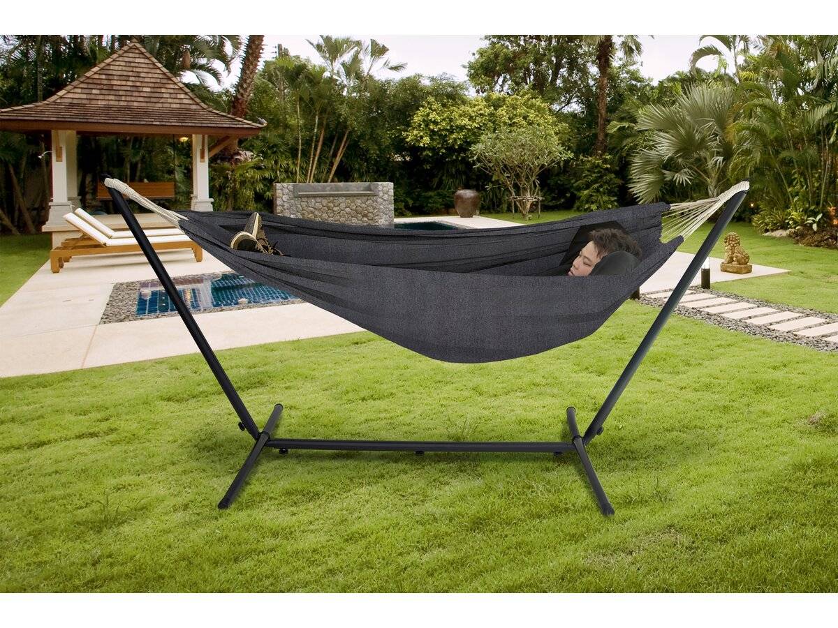 Habitat Et Jardin - Hamac Avec Support En Métal 150 X 200 Cm - Gris -habitat Et Jardin - Image 2