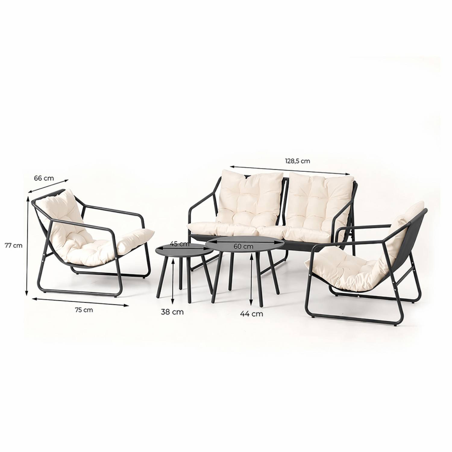 Concept Usine - Salon de jardin 4 places gris et beige avec tables basses ATRANI - Image 3