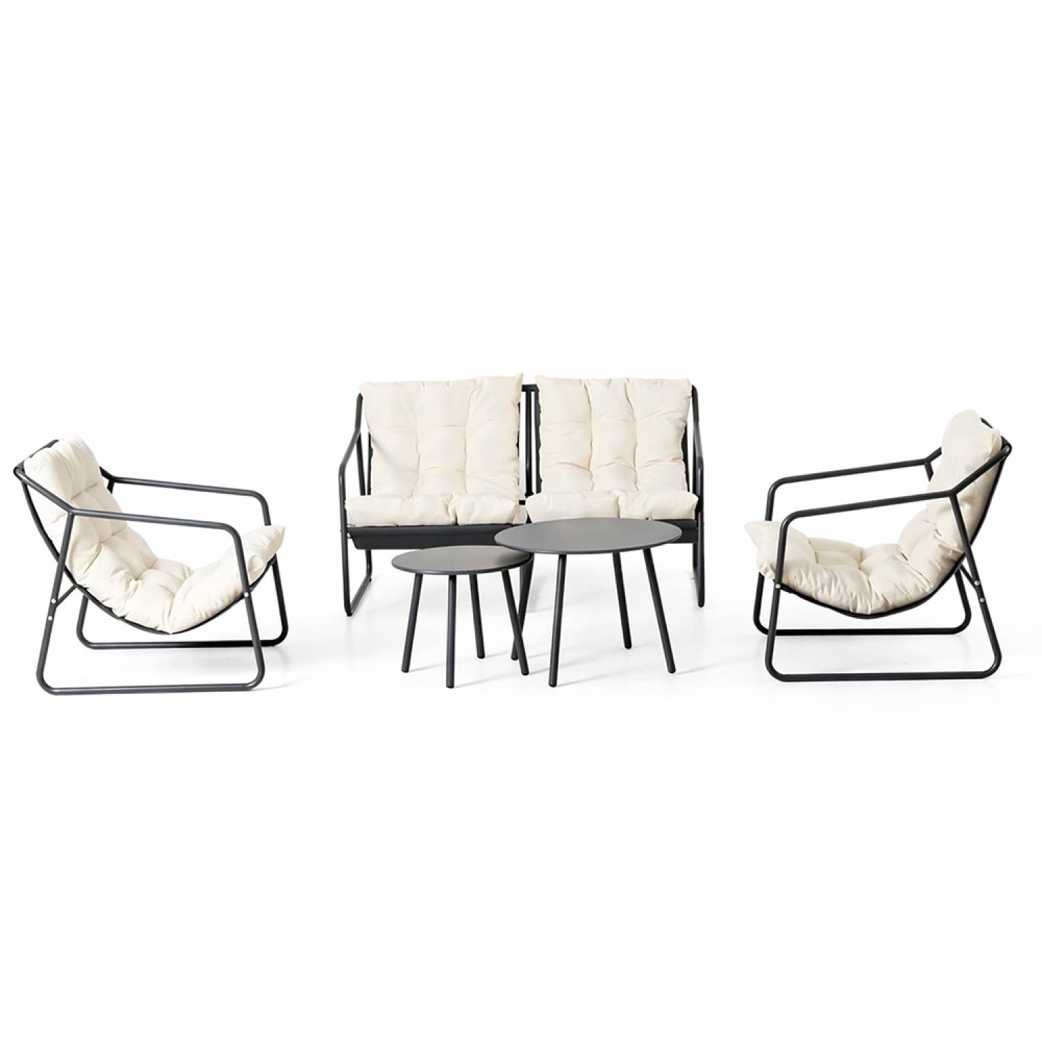 Concept Usine - Salon de jardin 4 places gris et beige avec tables basses ATRANI - Image 1