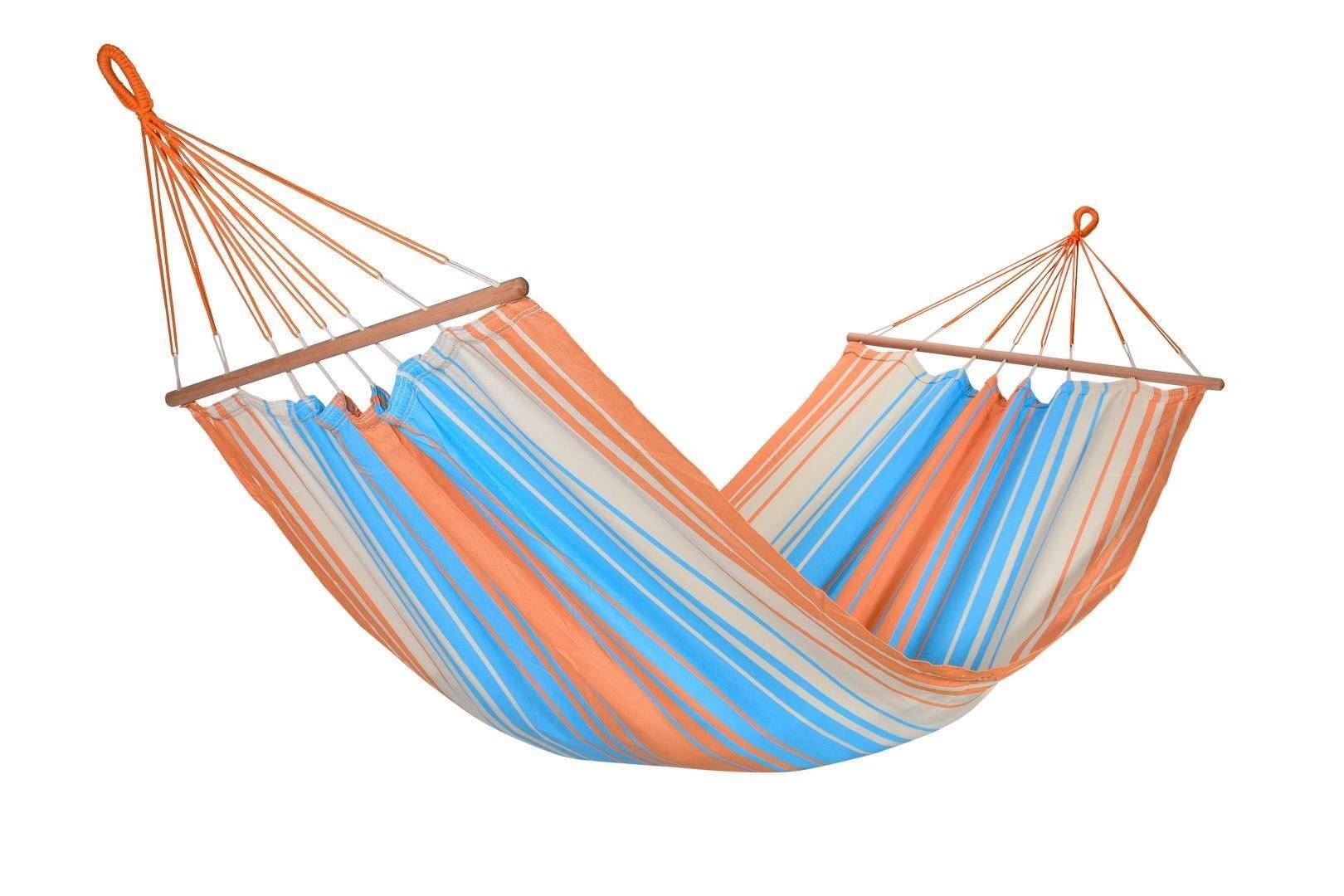 Jobek - Hamac KOLOR 300x100 cm en Polypropylène Orange Bleu certifié FSC 100% JOBEK