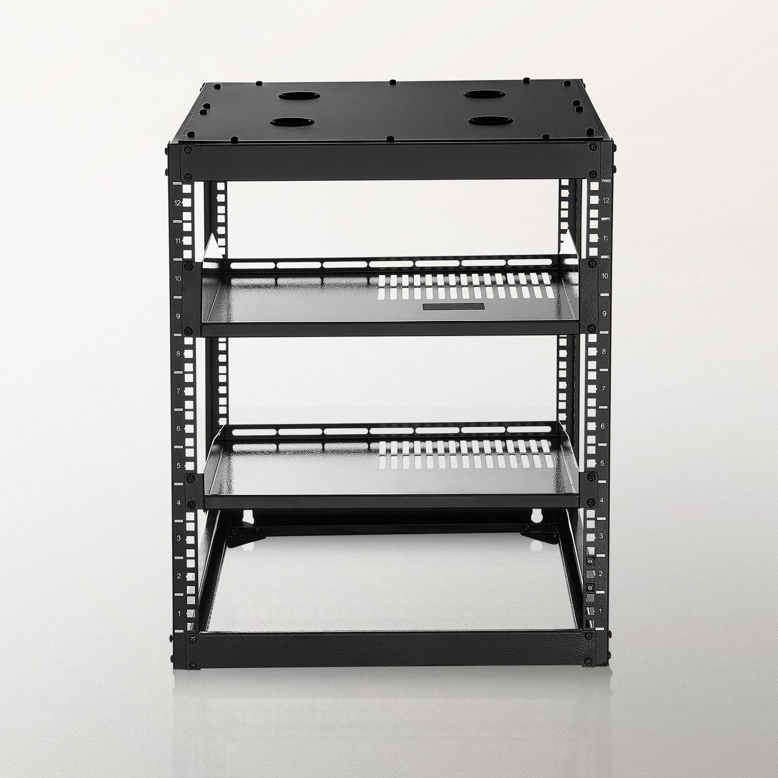 Vevor - VEVOR Rack serveur 12U cadre ouvert, 585 mm profondeur, montage 19" - autoportant ou mural, étagères ventilées, kit de montage inclus. - Image 8
