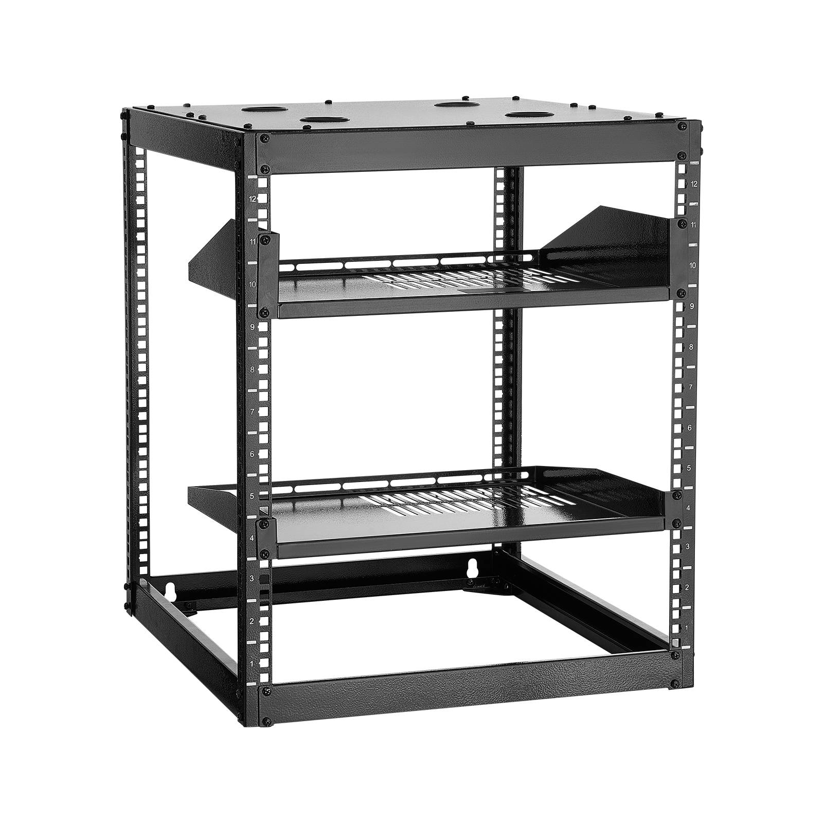 Vevor - VEVOR Rack serveur 12U cadre ouvert, 585 mm profondeur, montage 19" - autoportant ou mural, étagères ventilées, kit de montage inclus. - Image 1