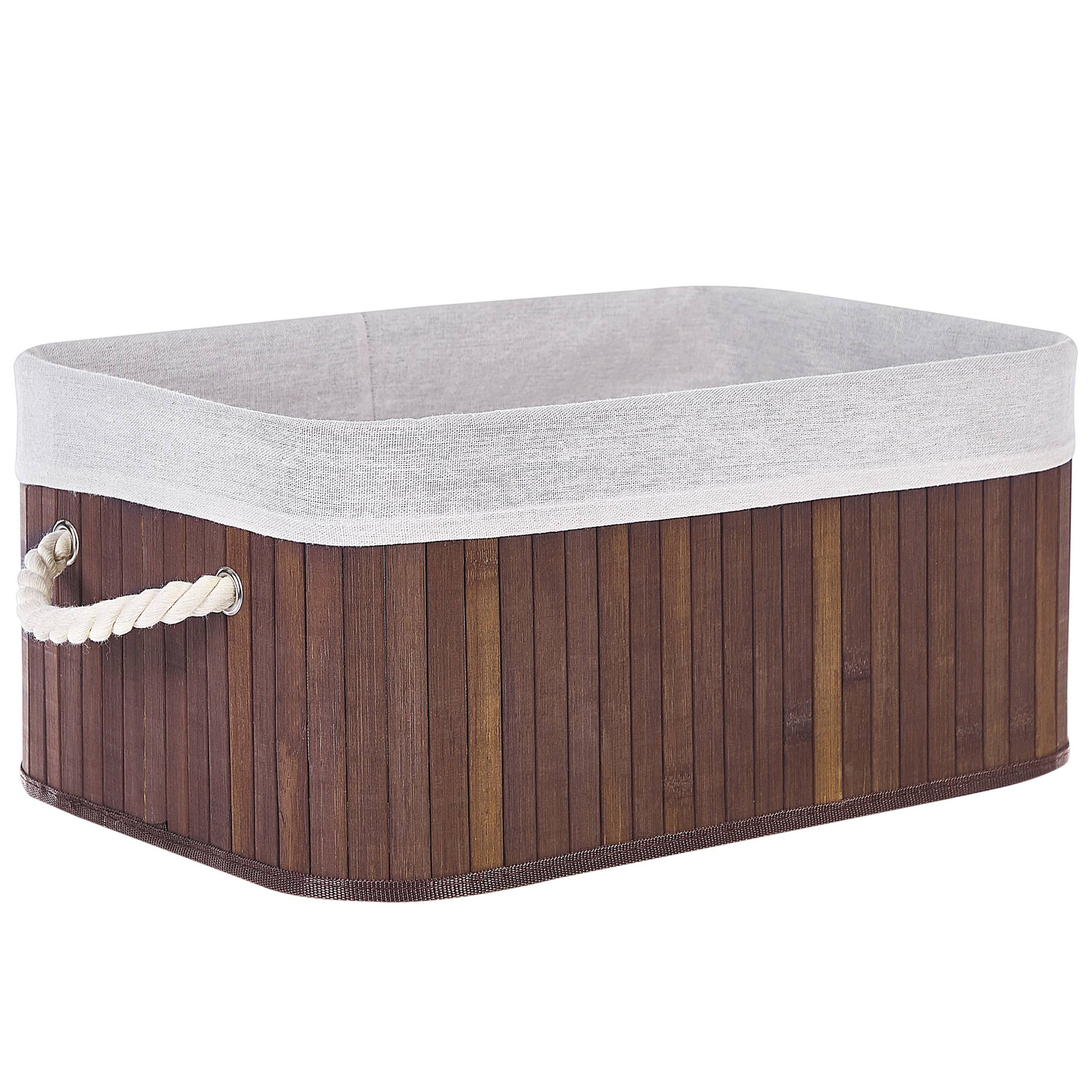 Paniers Teinte Bois Sombre en Bambou Coton et Viscose Bacs Rangement à Linge Rectangle à Anses Pratiques pour Salle de Bains Lot de 5 - Image 5