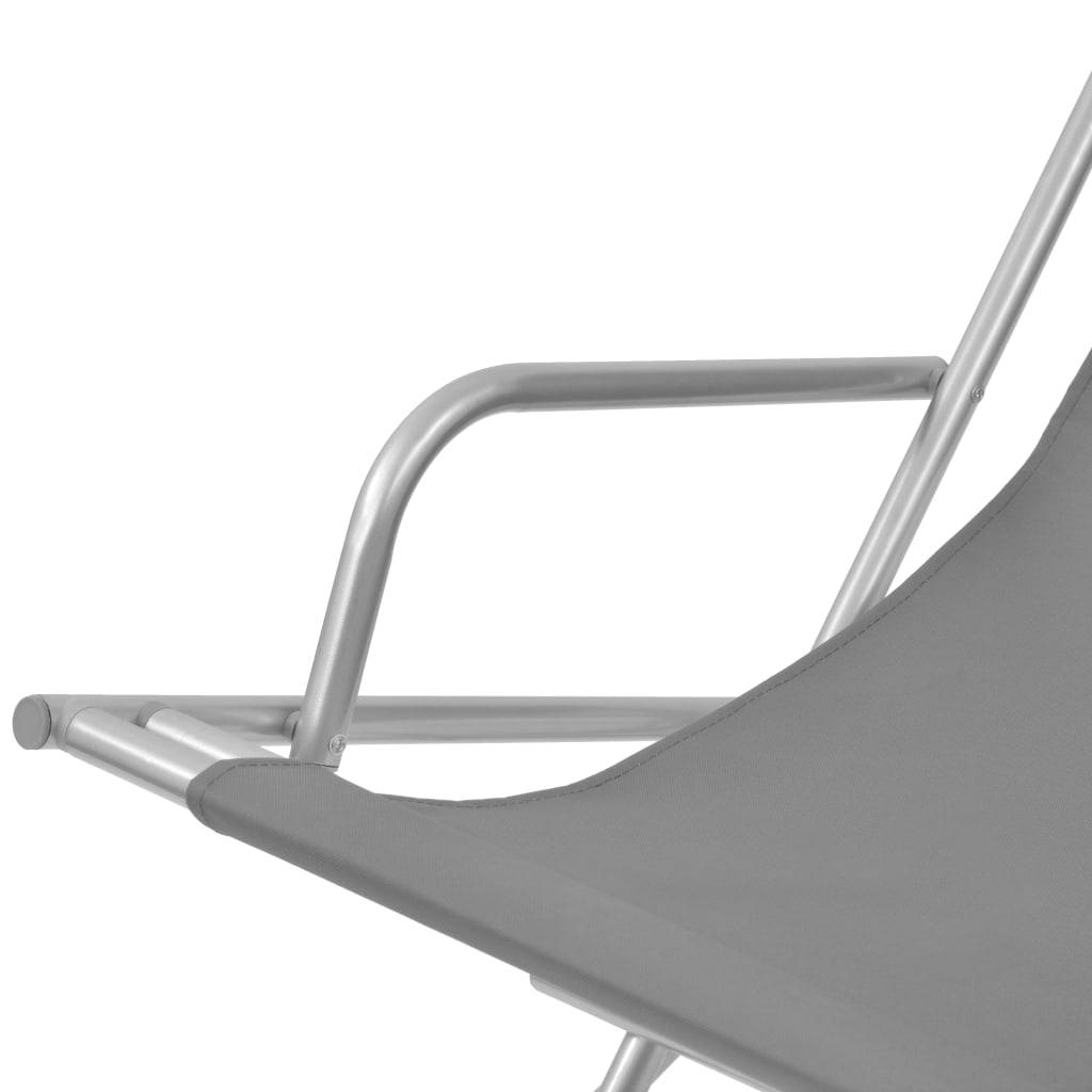 Helloshop26 - Lot de deux chaises inclinables de terrasse acier gris - Image 4