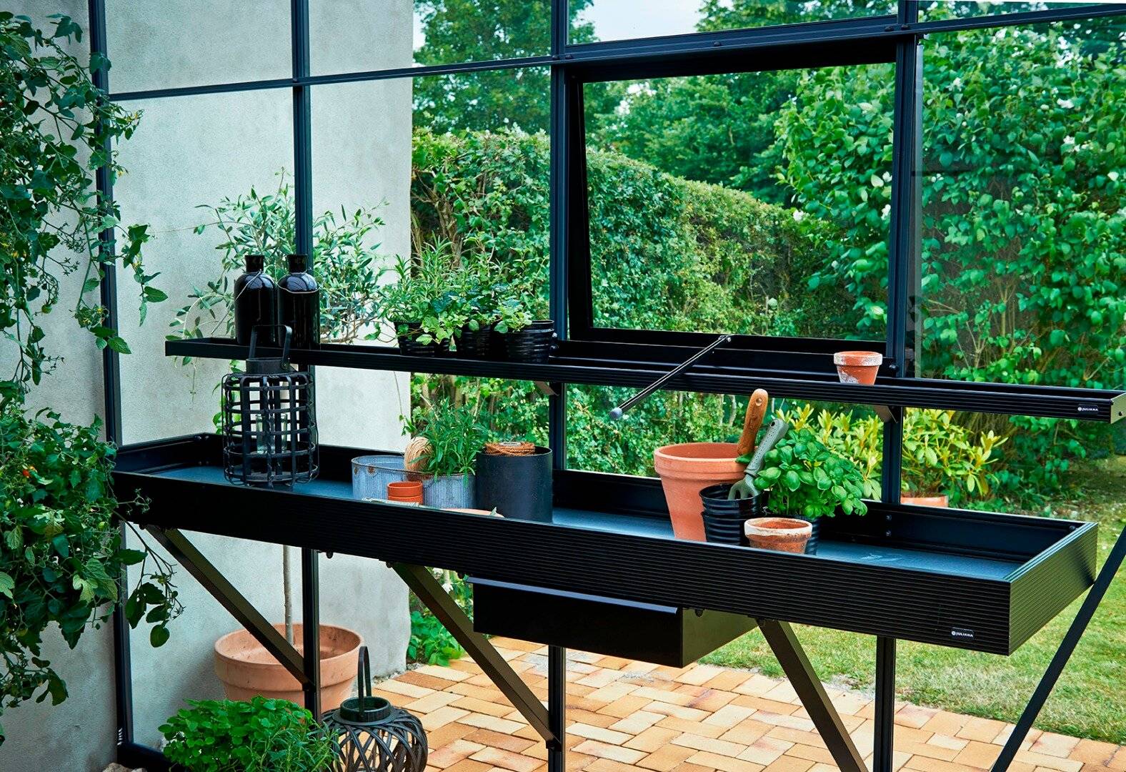 Juliana - Table de travail en aluminium - 2 sections - noir - Image 1