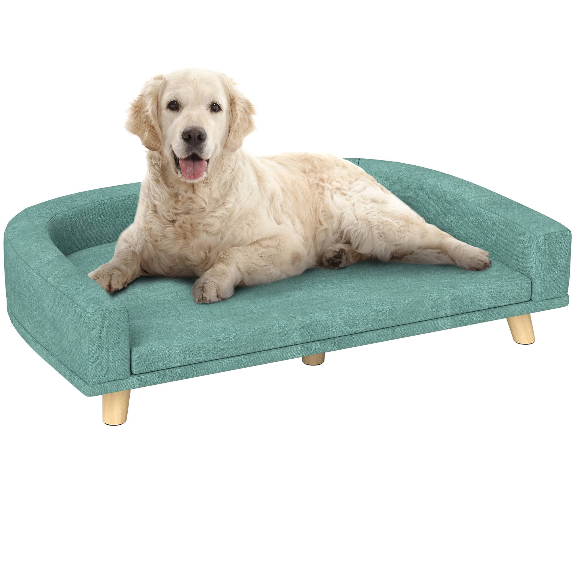 Sans Marque - Grand canapé chien pieds surélevés coussin amovible 98x67x25 cm vert clair