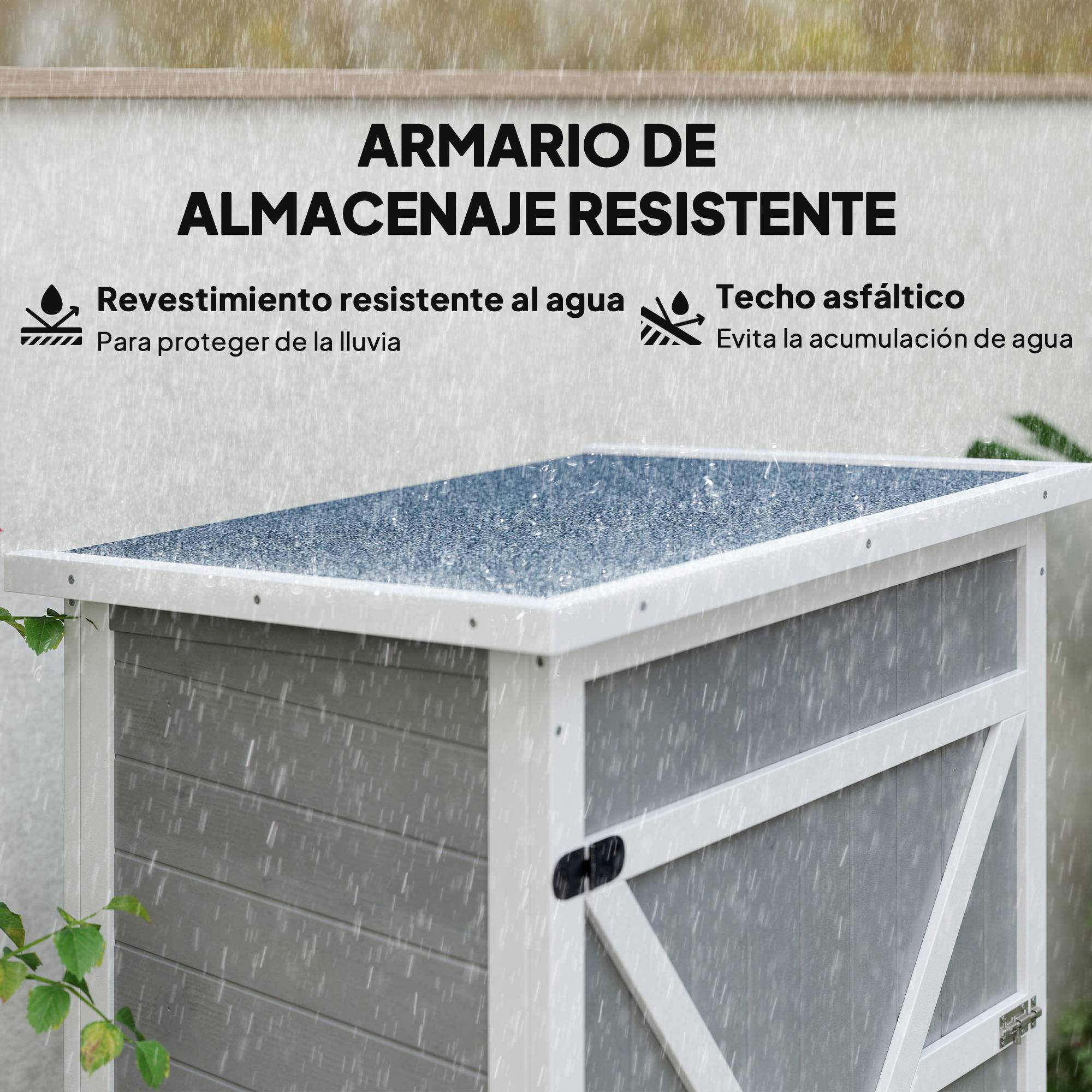 ComfortXL - Armoire à outils bois sapin pour jardin et terrasse avec toit asphalte 75x56cm gris - ComfortXL Outdoor Living - Image 7