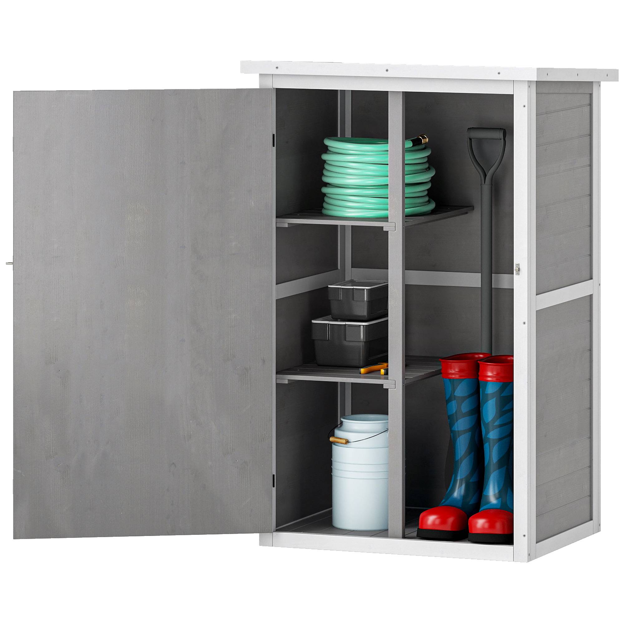 ComfortXL - Armoire à outils bois sapin pour jardin et terrasse avec toit asphalte 75x56cm gris - ComfortXL Outdoor Living - Image 2