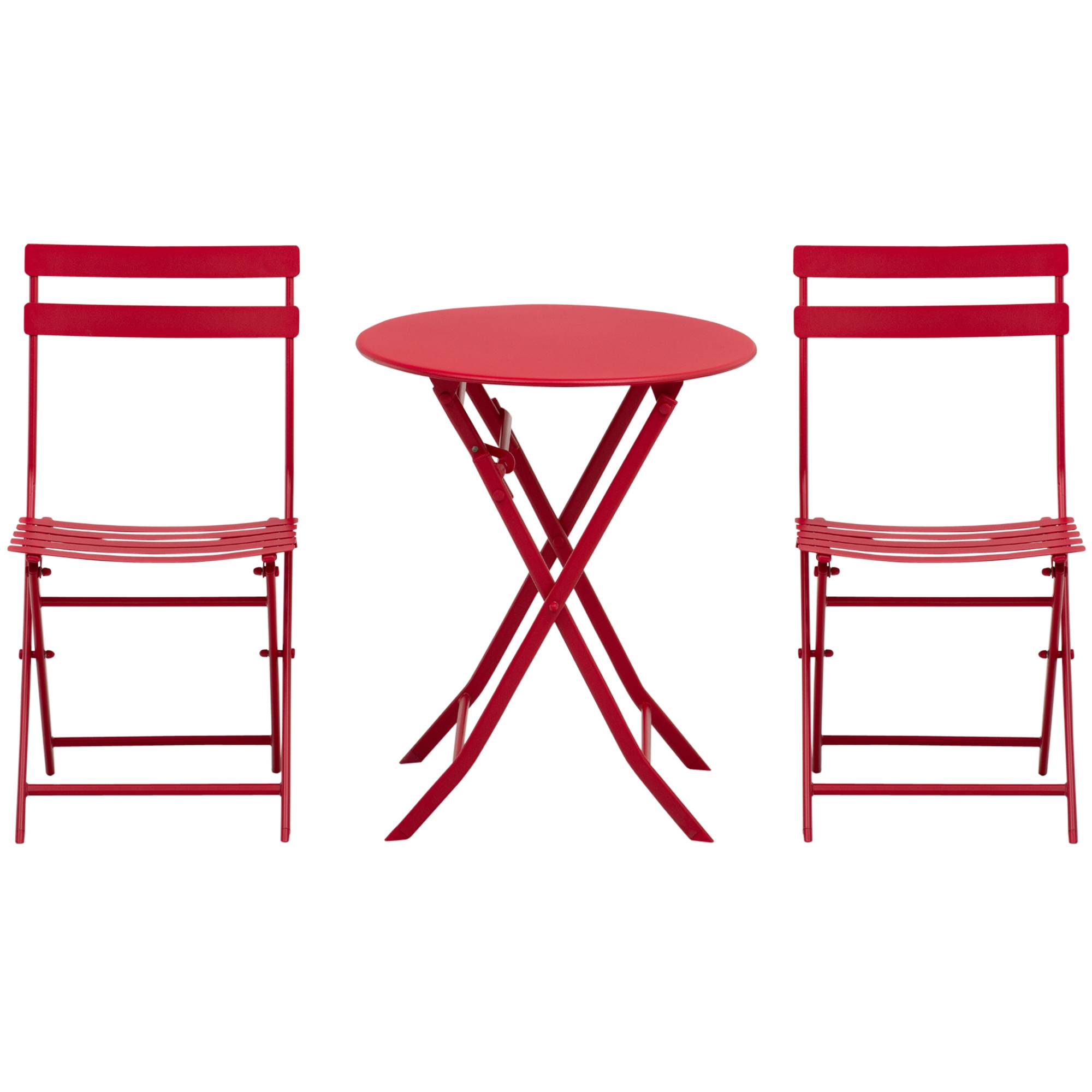 Outsunny - Salon de jardin bistro pliable - table ronde Ø 60 cm avec 2 chaises pliantes - métal thermolaqué rouge - Outsunny - Image 4