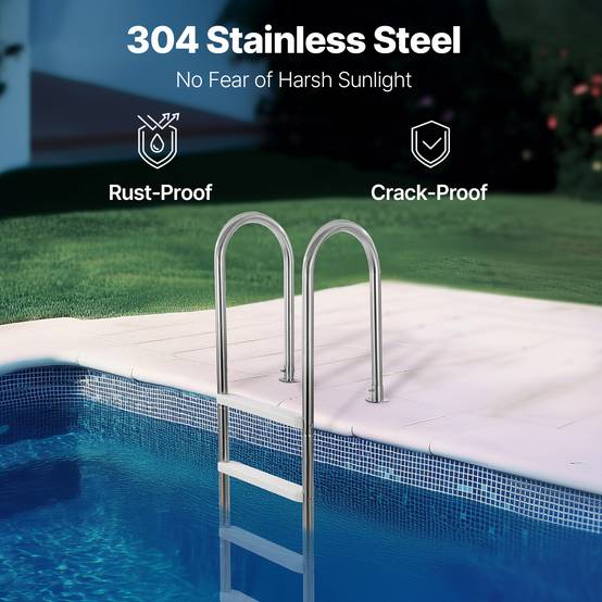 SucceBuy Échelle piscine inox 4 marches, double rampe antidérapante, capacité 120 kg, pour piscines creusées intérieur/extérieur - Image 3