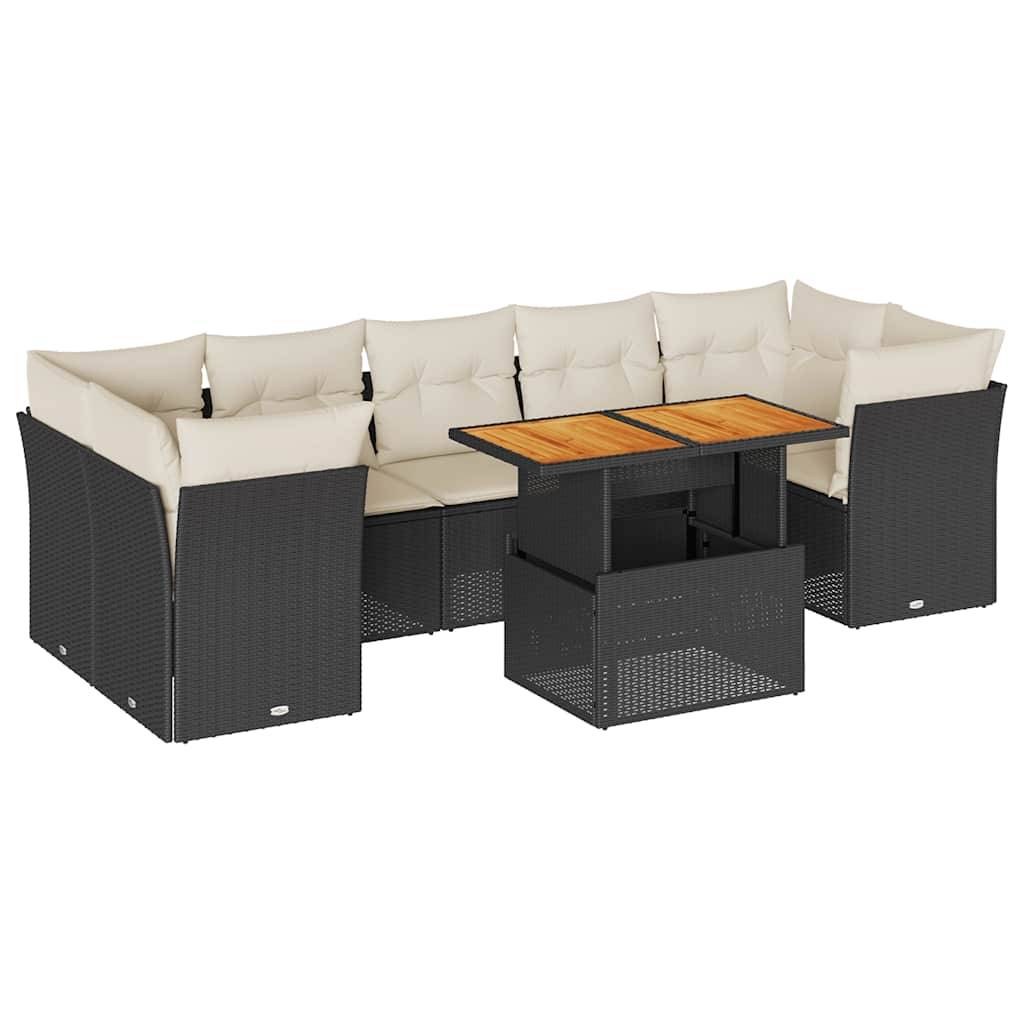 ComfortXL - Salon de jardin 8 places modulable noir résine tressée et bois avec table ajustable – ComfortXL Outdoor Living - Image 2