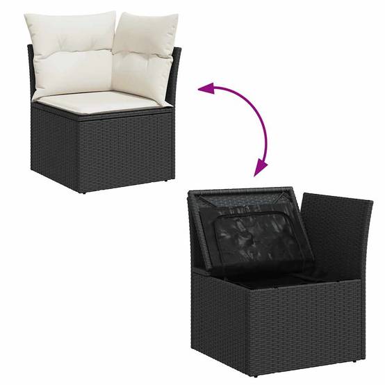 ComfortXL - Salon de jardin 8 places modulable noir résine tressée et bois avec table ajustable – ComfortXL Outdoor Living - Image 6