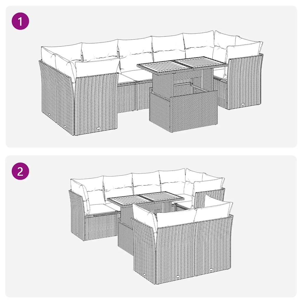 ComfortXL - Salon de jardin 8 places modulable noir résine tressée et bois avec table ajustable – ComfortXL Outdoor Living - Image 9