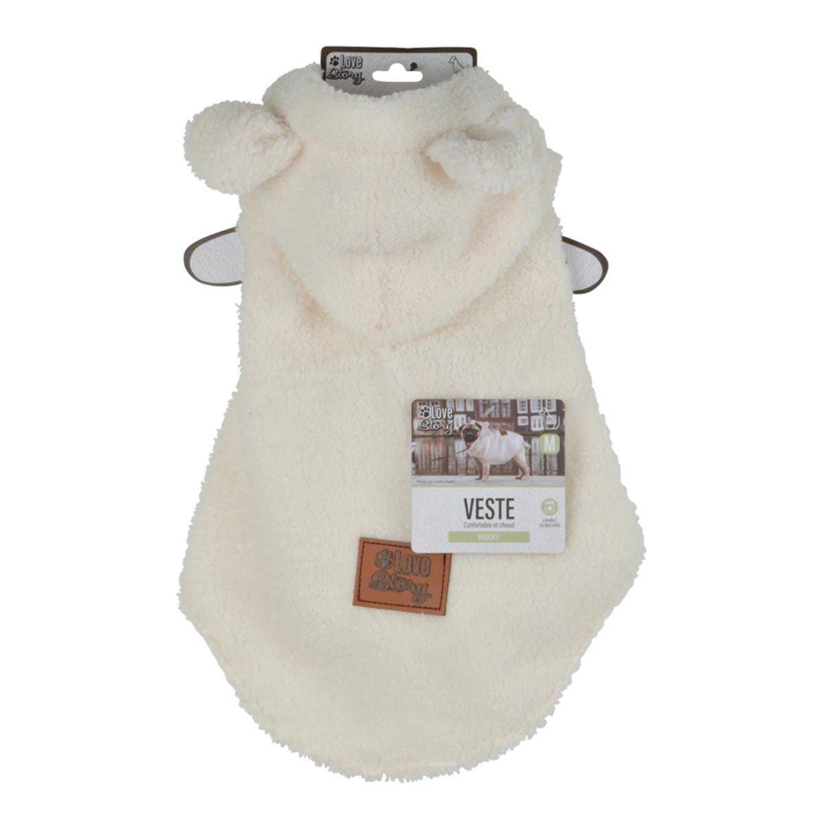 Love Story - Veste Doudou pour Chien "Wooly" 35cm Écru - Image 6