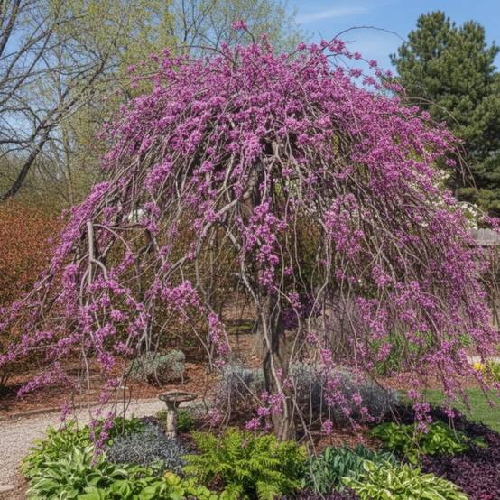 Cercis du Canada Lavender Twist, Arbre de Judée, Gainier du Canada à fleurs Rose - feuillage Caduc - Pot de 15L - Baliveau- hauteur à maturité De 3,0 - Image 2