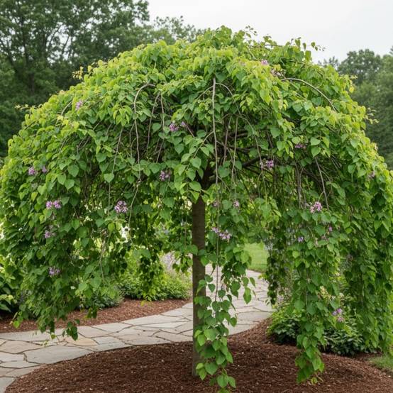 Cercis du Canada Lavender Twist, Arbre de Judée, Gainier du Canada à fleurs Rose - feuillage Caduc - Pot de 15L - Baliveau- hauteur à maturité De 3,0 - Image 1