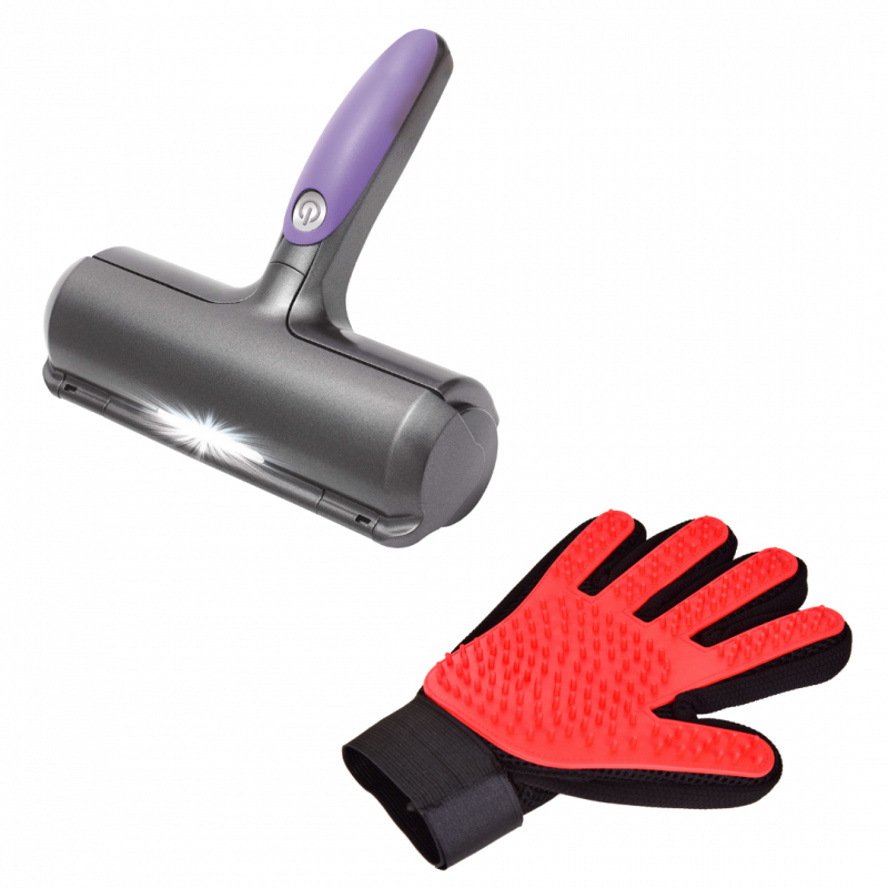 Autre - Pack poils animaux | Brosse ramasse poils et gant de brossage animaux | Ramasse poils- VENTEO - Image 1
