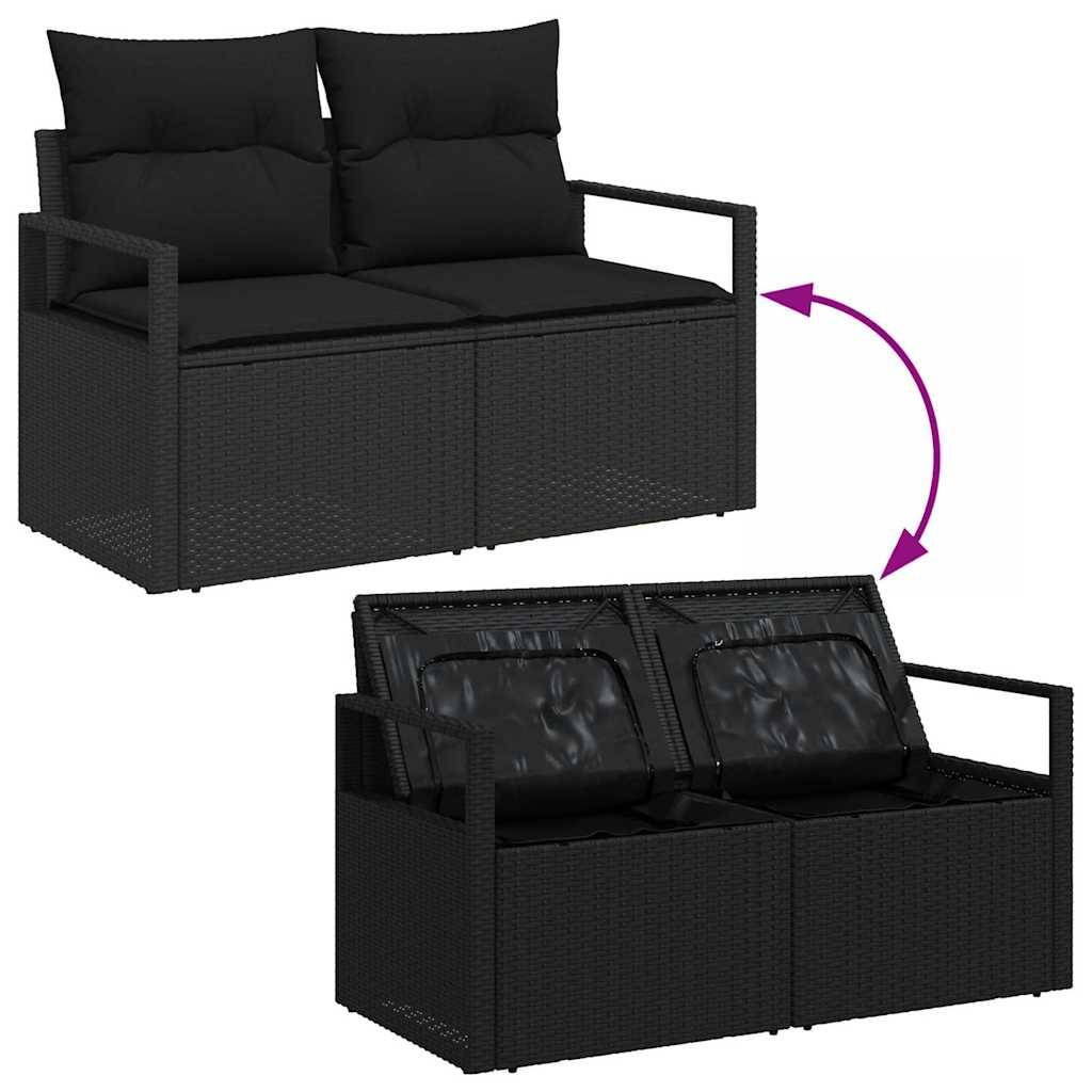 ComfortXL - Salon de Jardin Noir 7 Pièces Résine Tressée avec Table et Pouf pour Terrasse – ComfortXL Outdoor Living - Image 6
