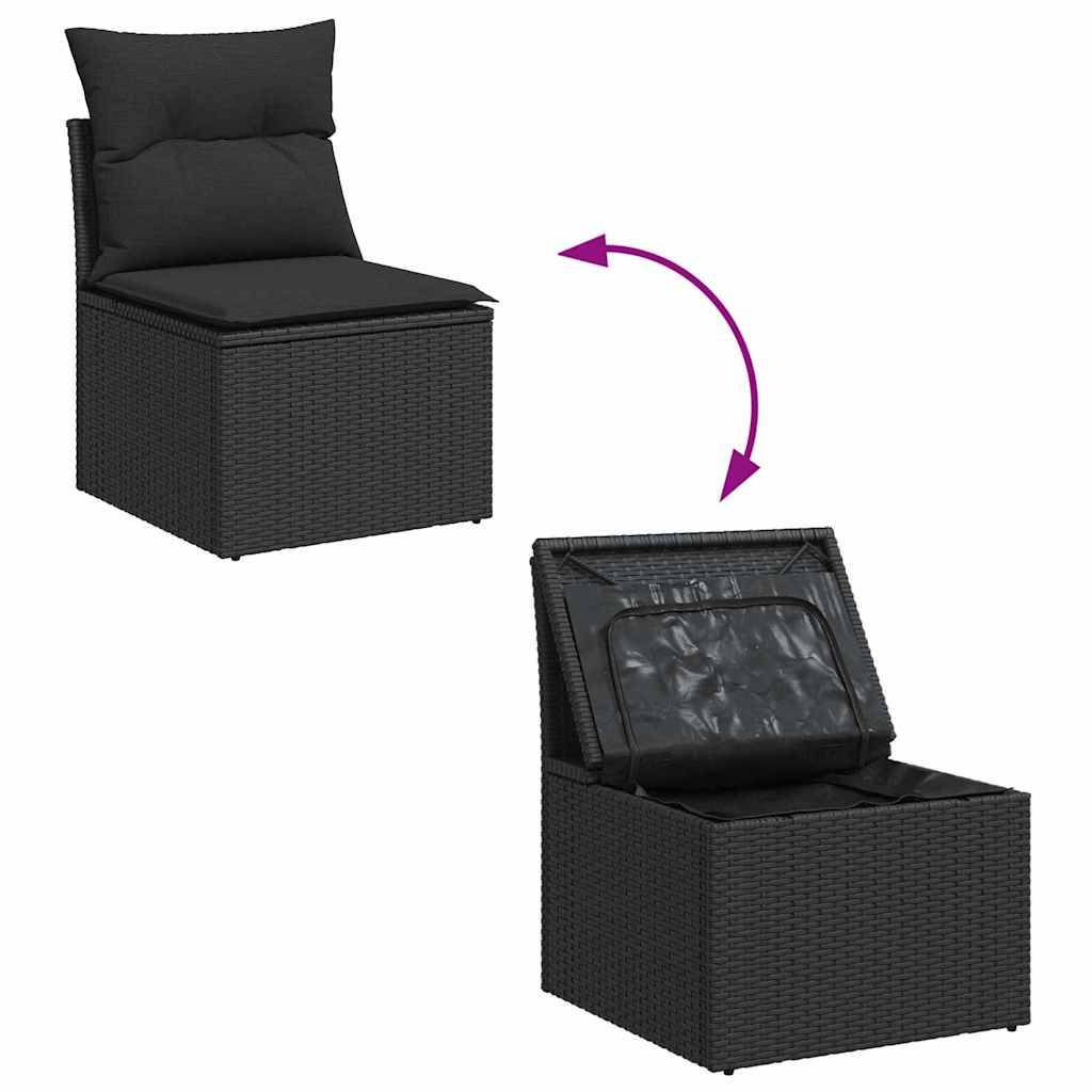 ComfortXL - Salon de Jardin Noir 7 Pièces Résine Tressée avec Table et Pouf pour Terrasse – ComfortXL Outdoor Living - Image 5