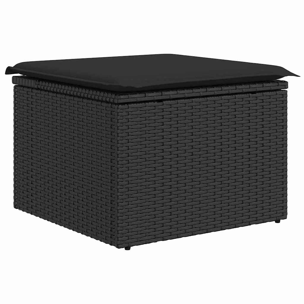 ComfortXL - Salon de Jardin Noir 7 Pièces Résine Tressée avec Table et Pouf pour Terrasse – ComfortXL Outdoor Living - Image 7