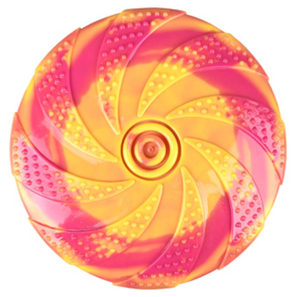 Disque Volant ZAZA, TPR,  ø18 cm, jaune et rose, Jouet pour chien. - Image 1