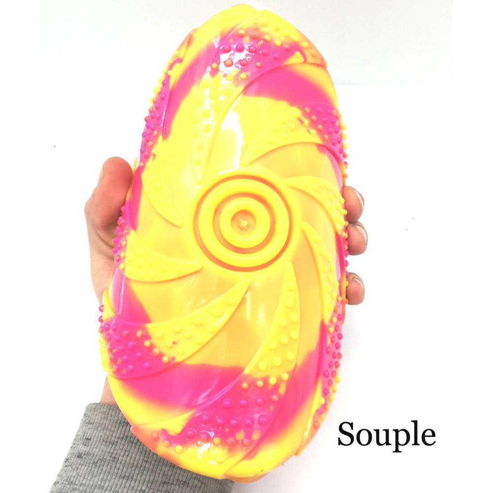 Disque Volant ZAZA, TPR,  ø18 cm, jaune et rose, Jouet pour chien. - Image 4