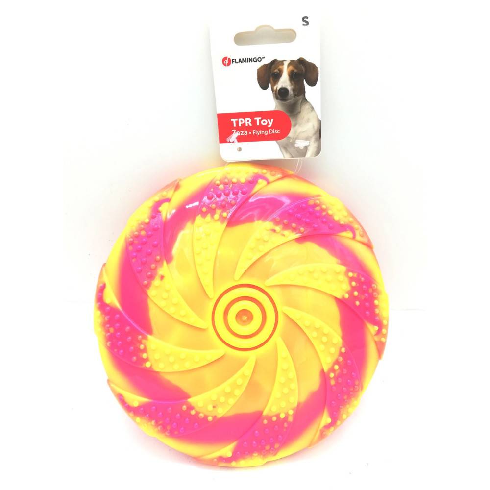 Disque Volant ZAZA, TPR,  ø18 cm, jaune et rose, Jouet pour chien. - Image 2
