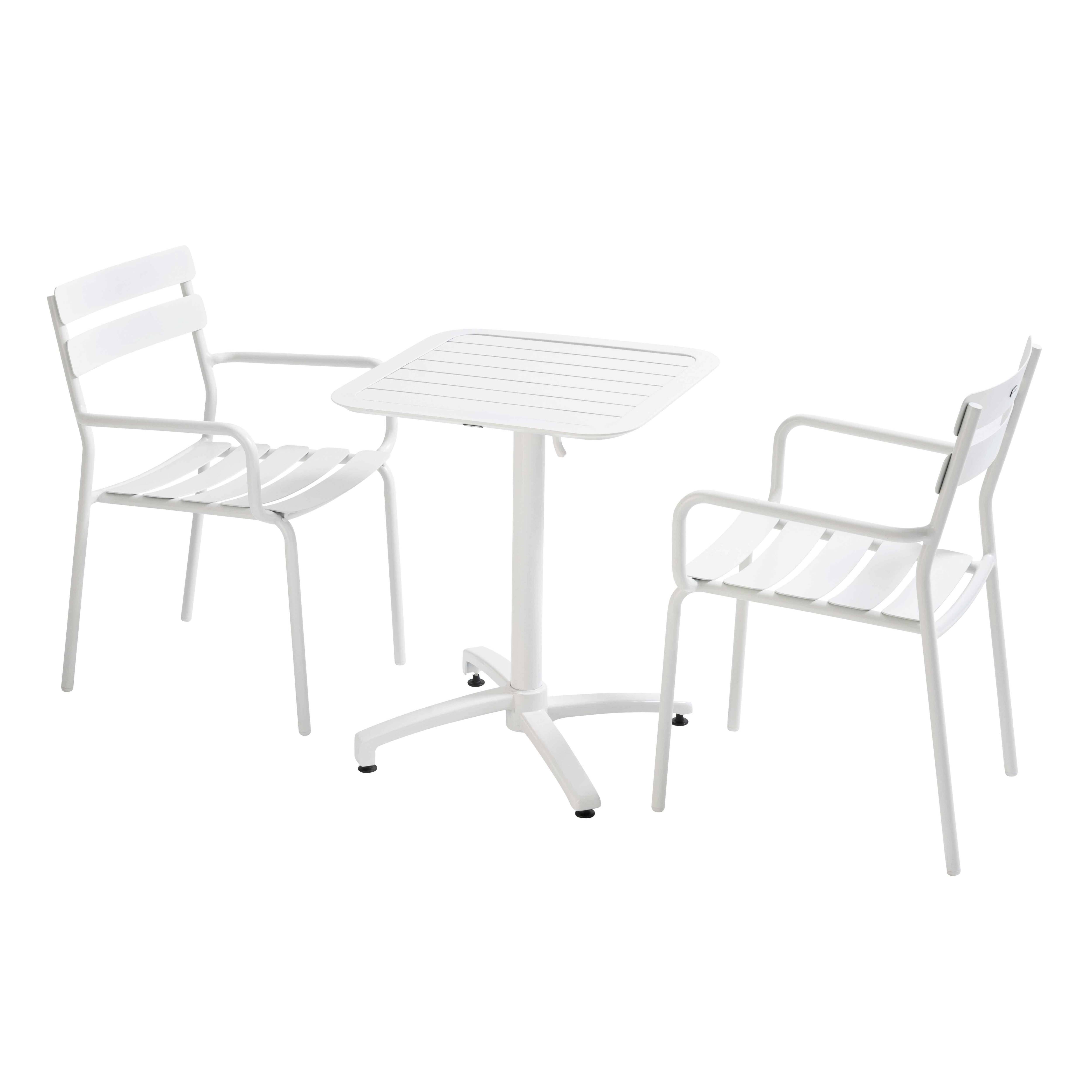 Oviala - Ensemble table inclinable 60 x 60 cm et 2 fauteuils blanc Almada - Oviala - Image 1