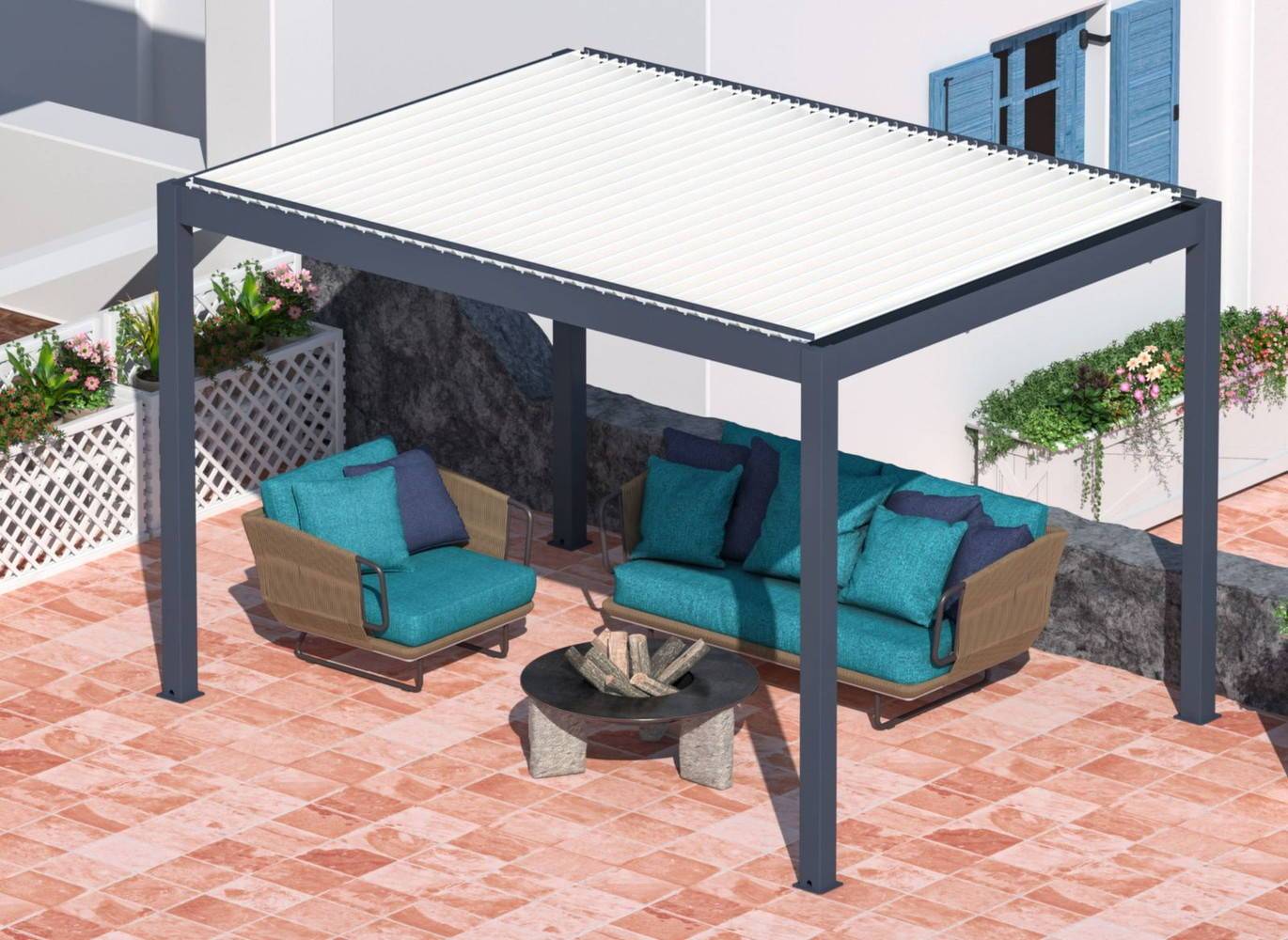 Proloisirs - Pergola autoportée Bioclimatique Autonome Zéphir 3 x 4 m Solaire en Aluminium - grey PROLOISIRS - Image 2