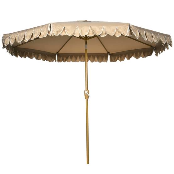 Parasol inclinable rond Ø 264 cm avec volants tissu polyester - 264x264x240cm Polyester Kaki fr345 - Image 2