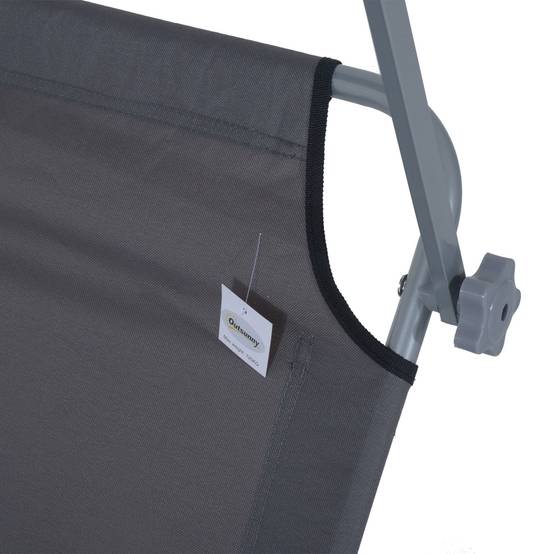 Chaise longue pliante avec pare-soleil, dossier réglable 4 positions, transat de jardin, charge 120 kg, gris (108 caractères) - Image 10