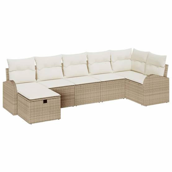 Mobilier Lounge 7 pcs Polyrotin Beige avec Canapés Larges et Rangement pour Terrasse Familiale – ComfortXL Outdoor Living - Image 2