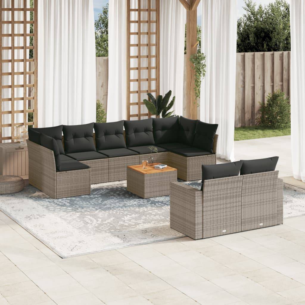 ComfortXL - Salon de Jardin Gris 9 Places Résine Tressée Modulable Coussins Gris Foncé – ComfortXL Outdoor Living