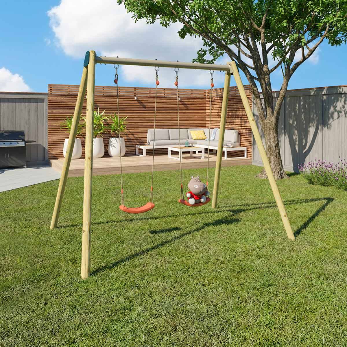 Trigano Jardin - Balançoire double Techwood Harmonie DOUBLO 2 - Aléo by Trigano - Image 6