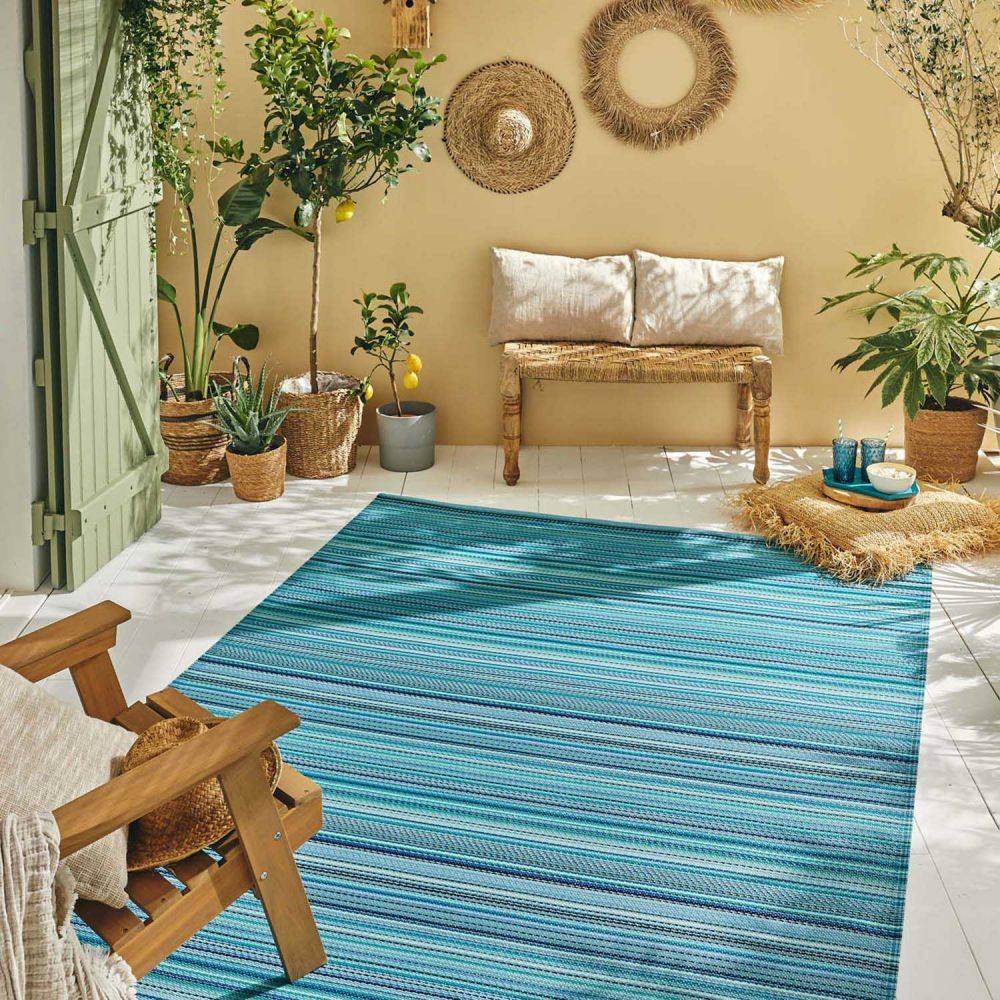 Jardindeco - Tapis extérieur en polypropylène Spargi 1746 bleu 120 x 160 cm - Image 3