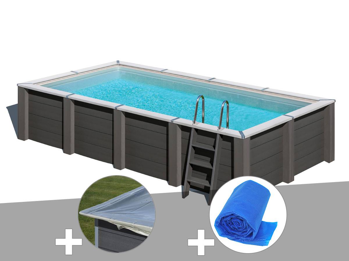 Gré - Kit piscine composite Gré Avant-Garde carrée 5,95 x 3,15 x 1,26 m + Bâche hiver + Bâche à bulles - Image 1
