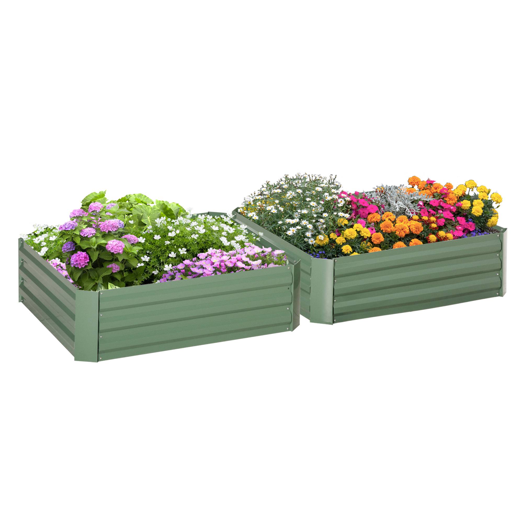Sans Marque - Ensemble 2 bacs jardin surélevés acier galvanisé plantes légumes 100x100x30 cm - Image 1