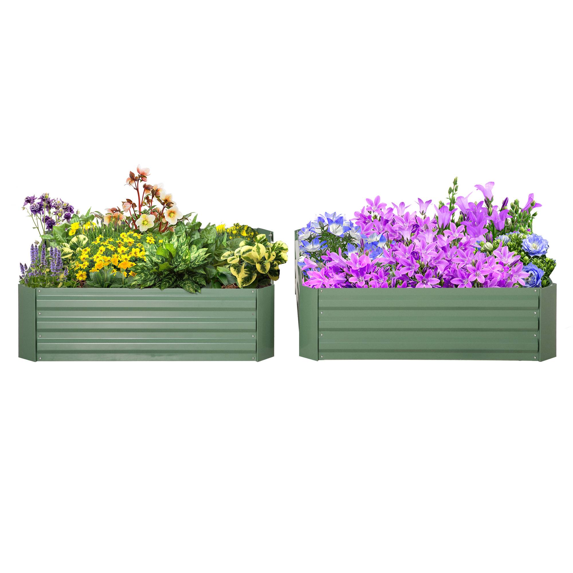 Sans Marque - Ensemble 2 bacs jardin surélevés acier galvanisé plantes légumes 100x100x30 cm - Image 2