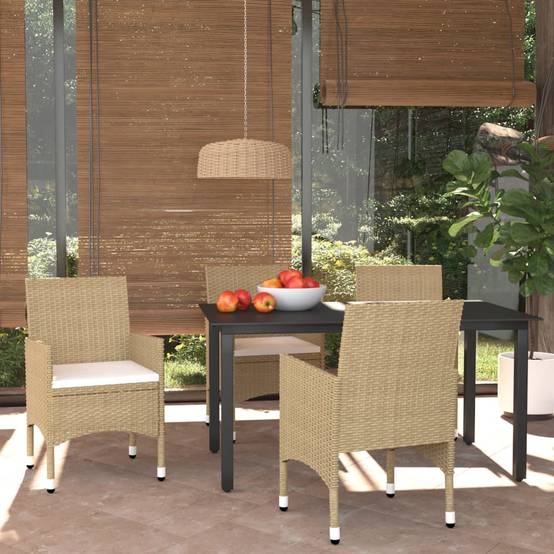 5 pcs Salon de jardin - Salon d'extérieur - Mobilier de jardin Poly rotin Beige - Image 2