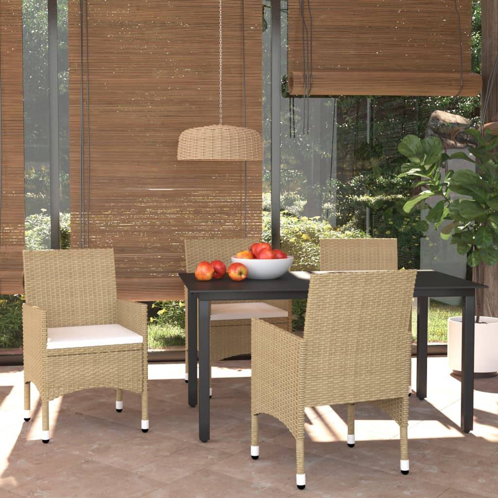 5 pcs Salon de jardin - Salon d'extérieur - Mobilier de jardin Poly rotin Beige - Image 2