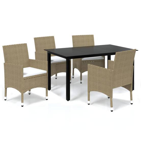 5 pcs Salon de jardin - Salon d'extérieur - Mobilier de jardin Poly rotin Beige - Image 1
