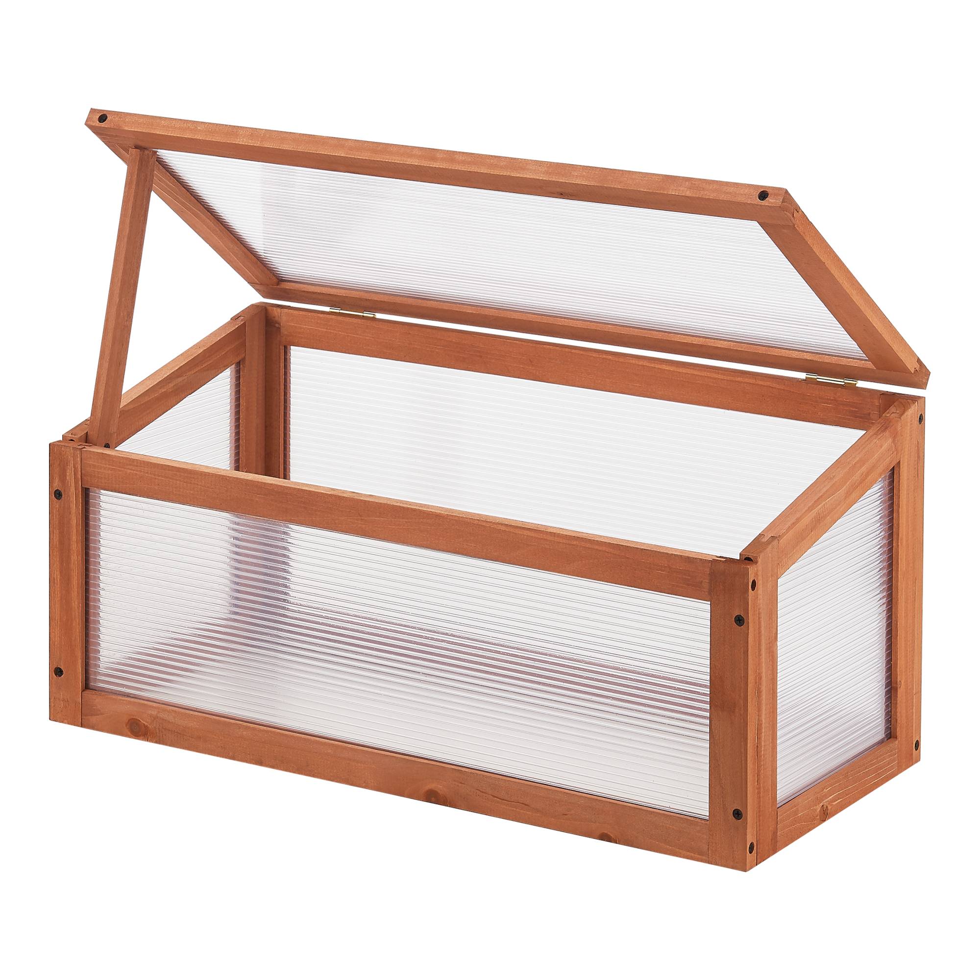 Casa.Pro - Châssis de jardin Laarbeek toiture relevable en appentis en polycarbonate et pin 60 x 30 x 23-30 cm [casa.pro] - Image 4